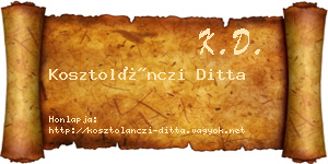 Kosztolánczi Ditta névjegykártya